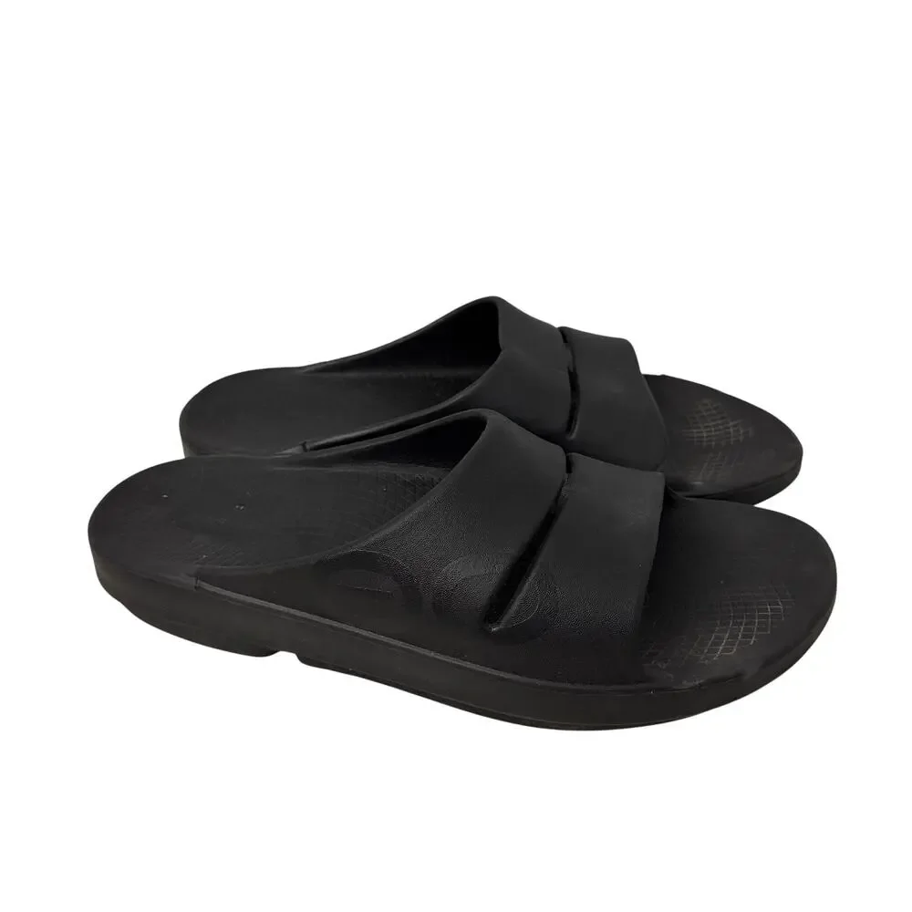 Oofos OOahh Slide Mens Size 14 Black Recovery Sandals
